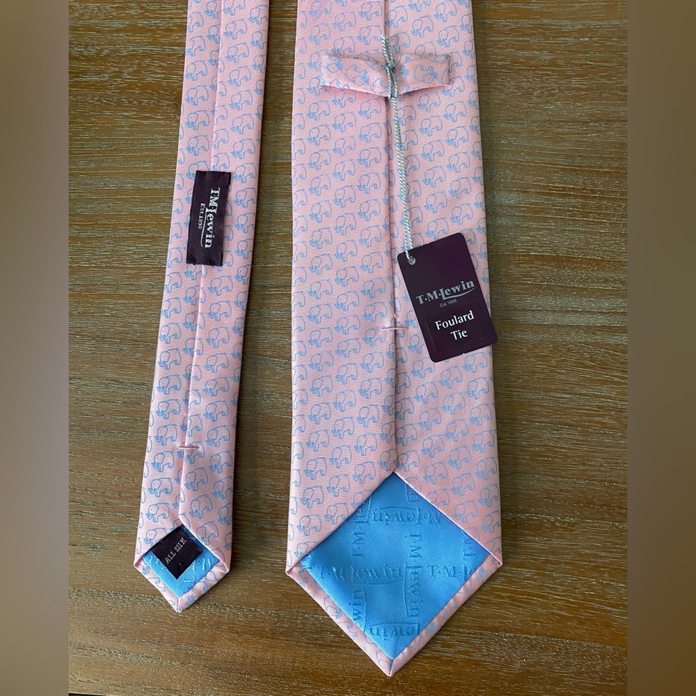 T.M.Lewin Elephant Print Silk Foulard Tie
